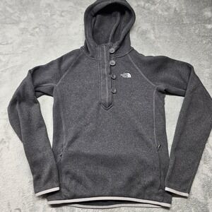 The North Face Crescent Sunset Hoodie Womens S Grey Fleece Zip Buttons HC217006